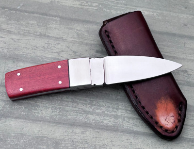 P. Sheehan pink ivory wood stubby fixed blade - 2