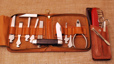 Abercrombie & Fitch 10 piece tool kit and a German Made grooming kit