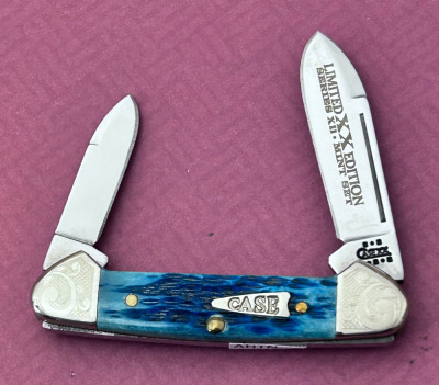 2002 Case Blue Bone Engraved Baby Butter Bean