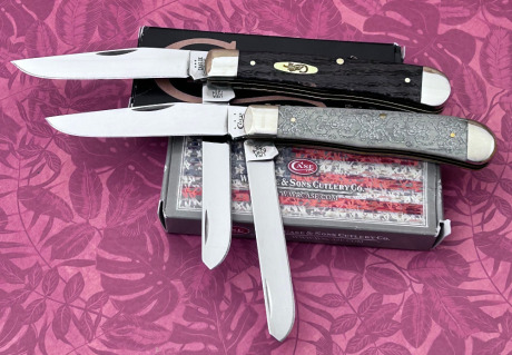 Pair of Case Trappers-Curly Oak & Gray Bone