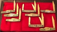 Set of Eight Fightn' Rooster Metal Handle Stockman