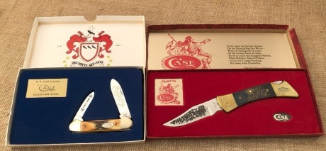 Case Boxed Stag Canoe and Hiawatha lockback.