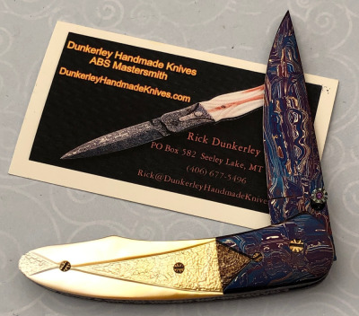 Rick Dunkerley Handmade Mosaic Damascus Folder