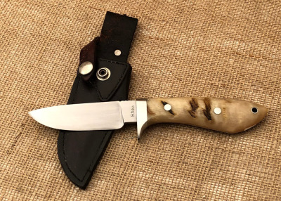 Lin Rhea Sheep Horn Handle Drop Point Hunter