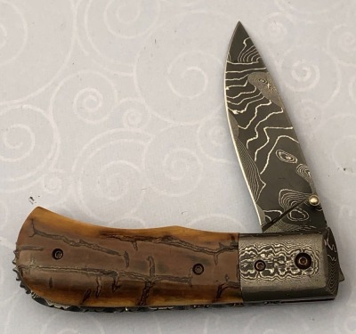 Don Hanson III (Sunfish Forge) Damascus Mammoth Locking Liner