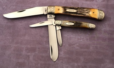 Pair of Case 1981 Stags with Scrolled Bolsters