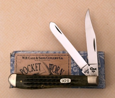 Case Pocket Worn Green Bone Slim Trapper