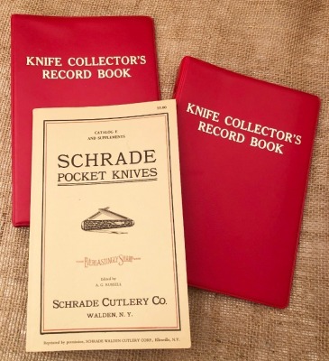 Schrade Pocket Knives Catalog Reproduction and two Knife Collectors Record Books