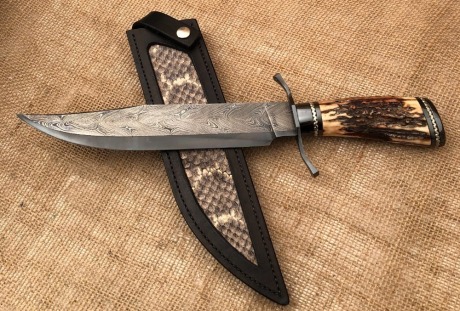 Jim Shaver Handmade Damascus Bowie