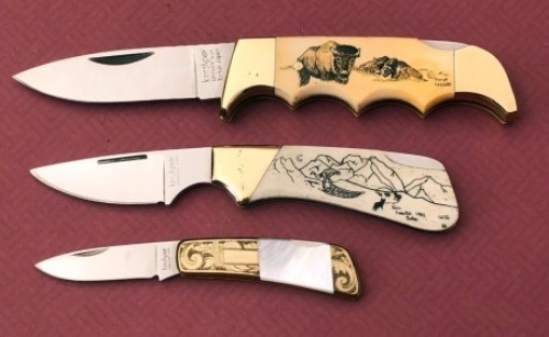 Three Kershaw Scrimmed or Engraved Lockbacks