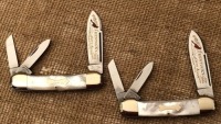 Pair of Fight'n Rooster Pearl Handle Canittlers