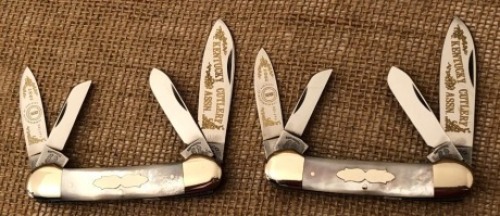 Pair of Fight'n Rooster Pearl Handle Canoes