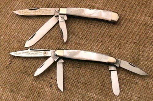 Fight'n Rooster Pearl handled 3-bl Trapper & 5 Bl stock
