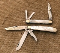 FR Lockback whittler & 3 bl Trapper IN PEARL