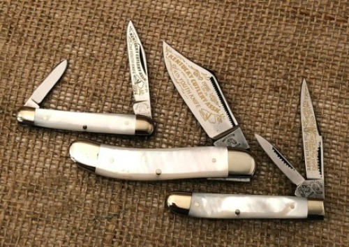 Three Pearl Fight'n Rooster Kentucky Cutlery Assn Club Youth Knives