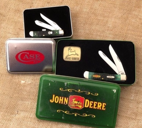 Pair of Green Bone Case Trappers in Tins