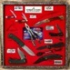 Schrade Cutlery Display With 9 knives and a keychain