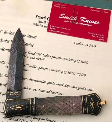 John W Smith Black Lip Pearl Folding Dagger - 2