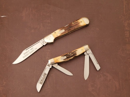 Pair of Soddy Daisy Knife Collectors Association Case Stag Handle
