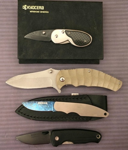 Two Boker one Kyocera and one Unmarked