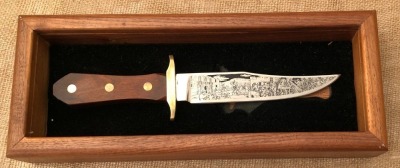 Classic Arms Int Aurum Etching Engraved Wood Handle Bowie - 2