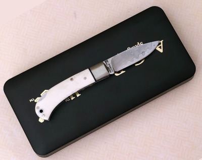 AG Russell Bone Handle Damascus Lockback - 2