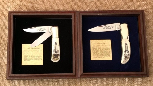 Pair of Spouting Whale Bone Scrimmed Folders