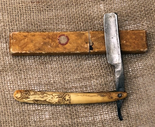 JR Torrey Nude Figural Relief handle Straight Razor