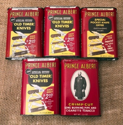 Fourteen Schrade Prince Albert Old Timer Tins - 2