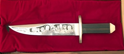 Aurum Etched Republic of Texas Series Wood Handle Bowie - 2