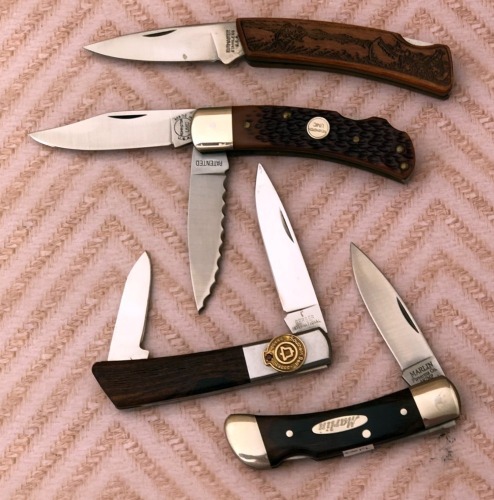 Three Lockbacks and a Two Blade Slip Joint
