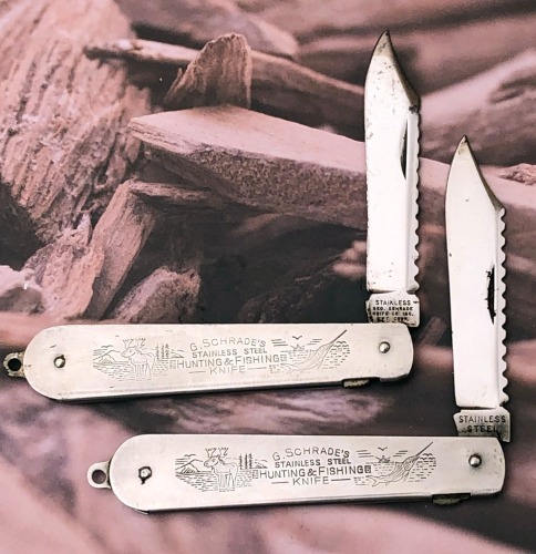 Pair of G. Schrade's Stainless Steel Hunting & Fishing Knives