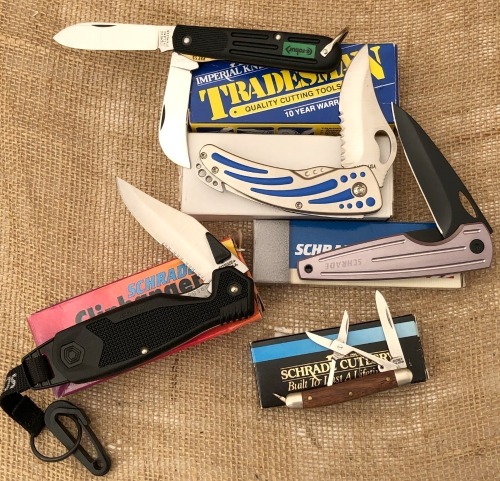 Four Schrade USA and an Imperial