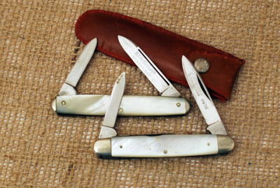 Vintage Etched Pearl Sta-Sharp Knives