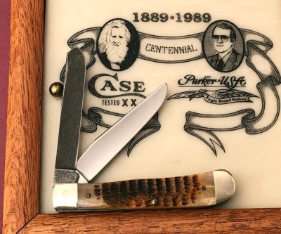 Case/Parker USA Bone Trapper 100 Year Carbon & Damascus blades - 2