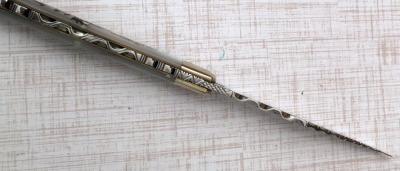 Fight'n Rooster Etched Pearl Texas Toothpick with Engraved Bolsters - 3