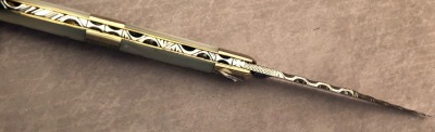 Fight'n Rooster Etched Pearl Texas Toothpick with Engraved Bolsters - 3