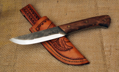 Distressed Blade Handmade Hunter, Tooled Sheath
