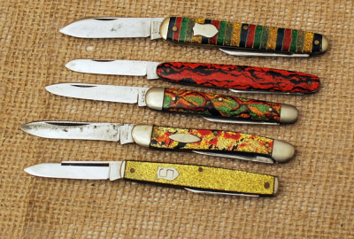 Five Vintage Celluloid Handled Knives