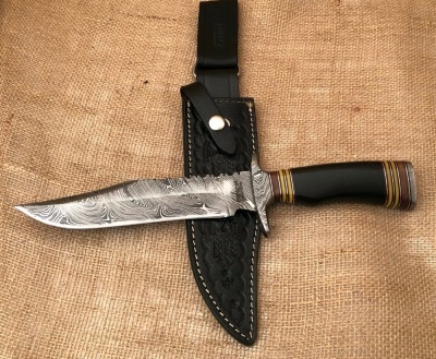 Impact Knives Wood Damascus Bowie