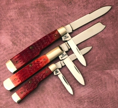 Trio of Case Red bone Centennials: Two Gunstocks and a One Arm Man - 2
