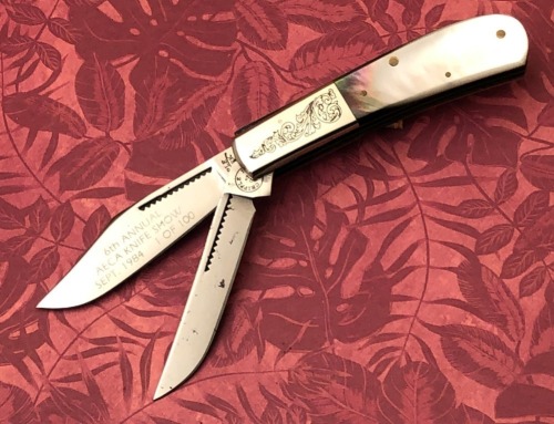 Cripple Creek Black Lip Pearl Barlow AECA Knife Show 1984