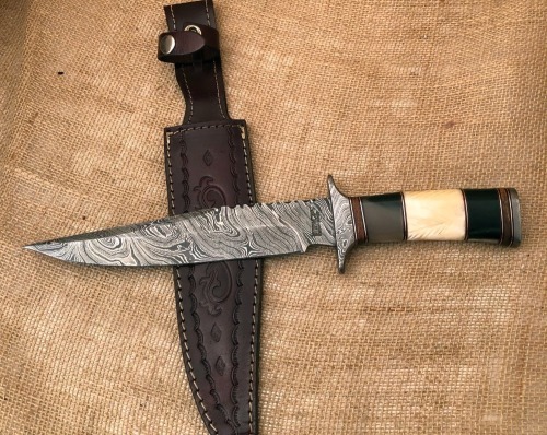 Impact Knives Horn and Bone Damascus Fighter