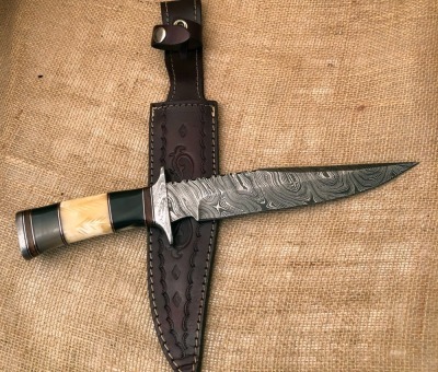 Impact Knives Horn and Bone Damascus Fighter - 2