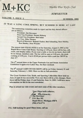 Marble Plus Knife Club Newsletters - 4