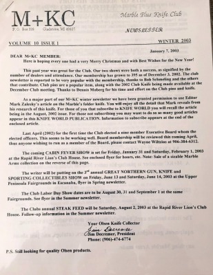 Marble Plus Knife Club Newsletters - 5
