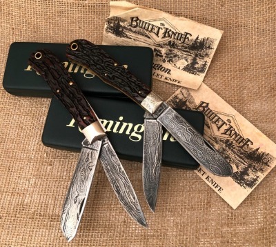 Two Remmington Damascus Bullet Knives - 2