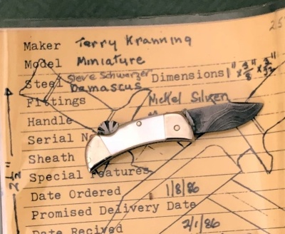 Terry Kranning Miniature Damascus Pearl Lockback - 2