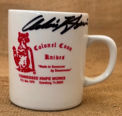 Colonel Coon White Coffee Mug Signed by Adrian Harris