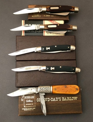 Five pre-2004 Schrade USA Folders